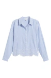 Beachlunchlounge Jullian Embroidered Eyelet Shirt In Lake House