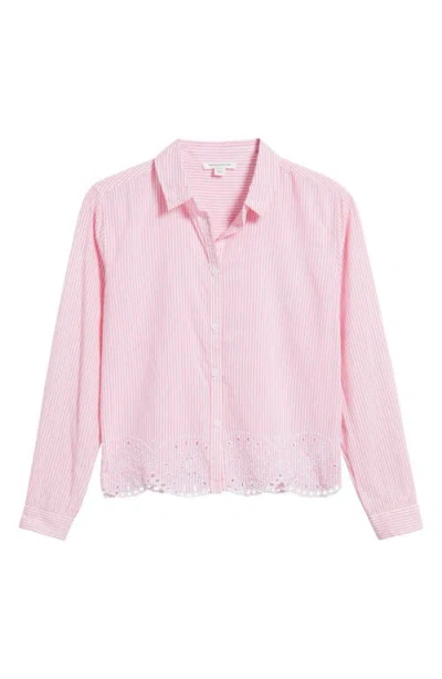 Beachlunchlounge Jullian Embroidered Eyelet Shirt In Rose Valley