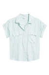 Beachlunchlounge Kaiana Stripe Short Sleeve Button-up Shirt In Deja Vu
