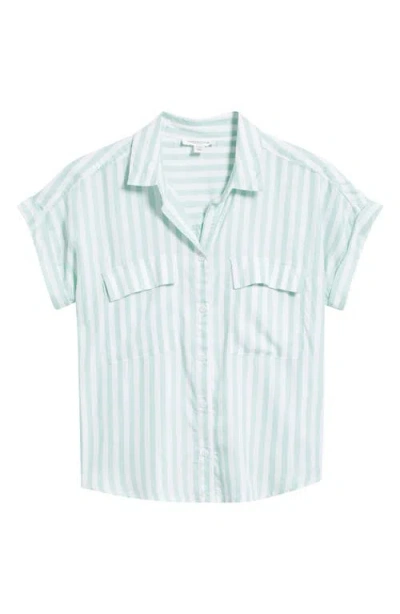 Beachlunchlounge Kaiana Stripe Short Sleeve Button-up Shirt In Deja Vu