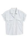 Beachlunchlounge Kaiana Stripe Short Sleeve Button-up Shirt In Green Stone