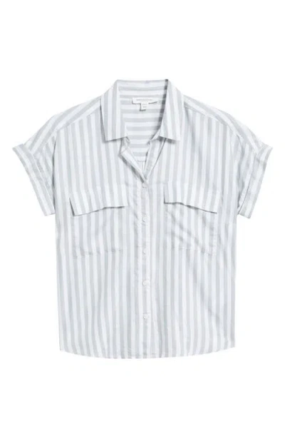 Beachlunchlounge Kaiana Stripe Short Sleeve Button-up Shirt In Green Stone