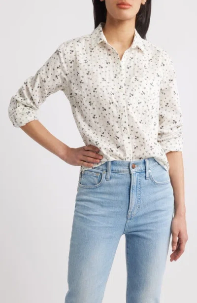Beachlunchlounge Karolee Heart Print Cotton Button-up Shirt In Jack Of Hearts