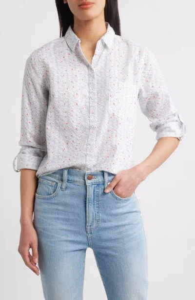 Beachlunchlounge Karolee Heart Print Cotton Button-up Shirt In Queen Of Hearts