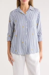 Beachlunchlounge Kaylee Heart Stripe Long Sleeve Button-up Shirt