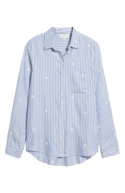 Beachlunchlounge Kaylee Heart Stripe Long Sleeve Button-up Shirt In Daisy Age