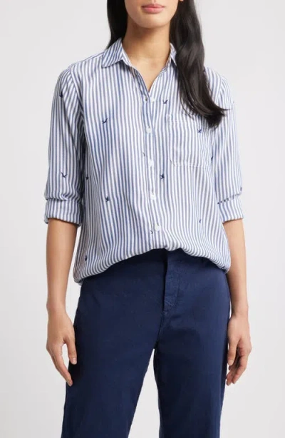 Beachlunchlounge Kaylee Heart Stripe Long Sleeve Button-up Shirt In Jonathan Crew