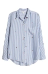 Beachlunchlounge Kaylee Heart Stripe Long Sleeve Button-up Shirt In Strawberry Mochi