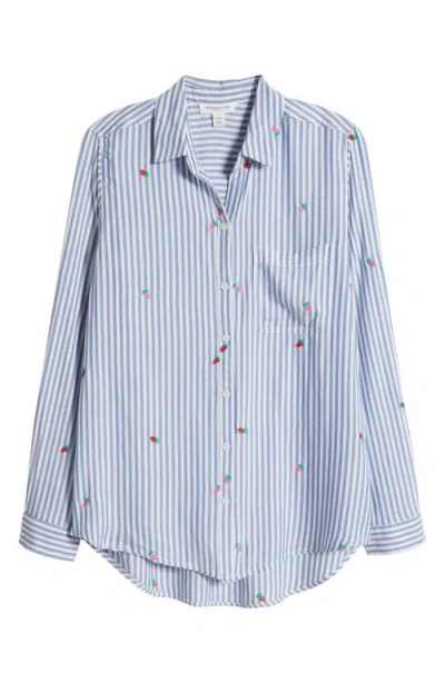 BEACHLUNCHLOUNGE BEACHLUNCHLOUNGE KAYLEE HEART STRIPE LONG SLEEVE BUTTON-UP SHIRT 