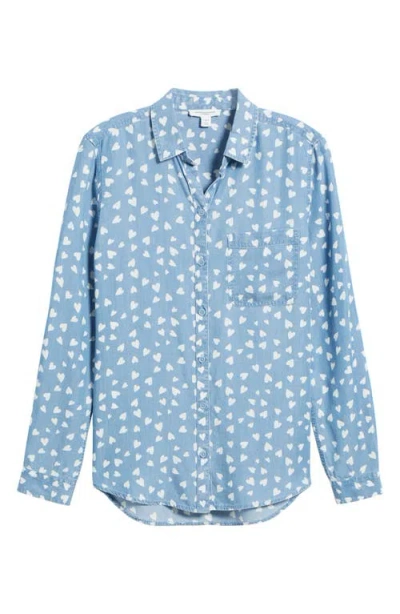 Beachlunchlounge Kaylee Long Sleeve Chambray Button-up Shirt In Puppy Love