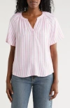 Beachlunchlounge Kaylen Split Neck Top In Pink