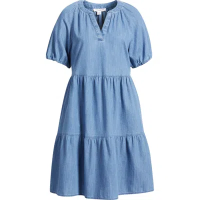 Beachlunchlounge Kendra Tiered Cotton Dress In Blue