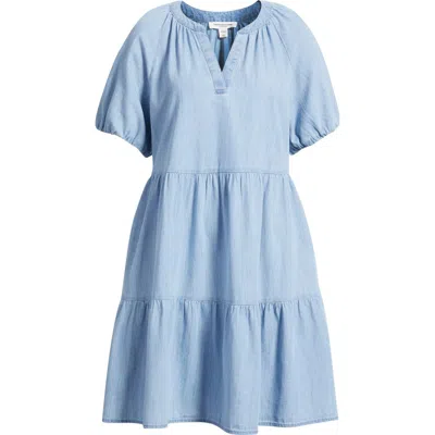 Beachlunchlounge Kendra Tiered Cotton Dress In Blue