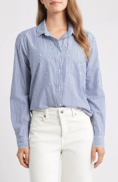 Beachlunchlounge Kenna Pearly Bead Shirt In Blue