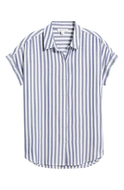 Beachlunchlounge Kenzie Stripe Short Sleeve Button-up Shirt In Barrier Island
