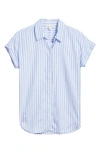Beachlunchlounge Kenzie Stripe Short Sleeve Button-up Shirt In Moscow Lilac