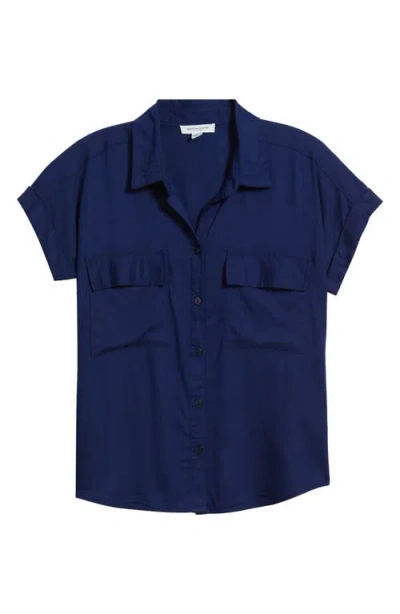 Beachlunchlounge Kia Short Sleeve Button-up Shirt In Blue