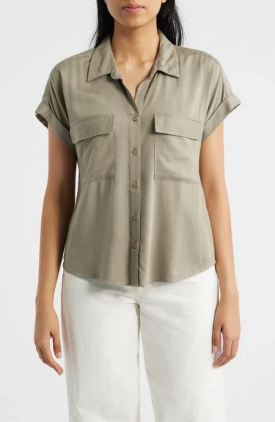 Beachlunchlounge Kia Short Sleeve Button-up Shirt In Nude