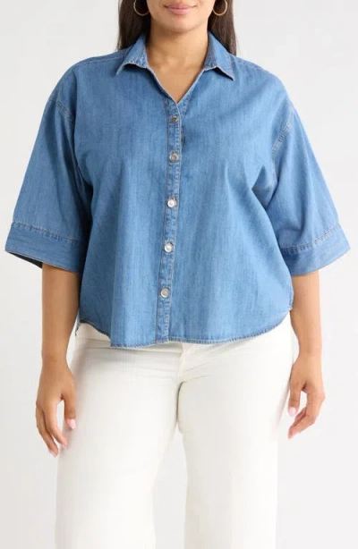 Beachlunchlounge Kindell Chambray Top In Blue