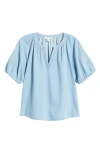 Beachlunchlounge Laurent Embroidered Denim Top
