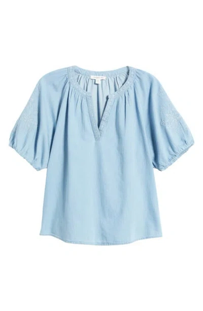 Beachlunchlounge Laurent Embroidered Denim Top
