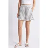 Beachlunchlounge Leia Stripe Ruffle Hem Linen & Cotton Shorts In Tennis Field