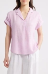 Beachlunchlounge London Cotton Gauze Popover Top In Lilac Pink