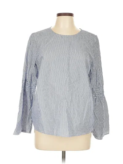 Pre-owned Beachlunchlounge Long Sleeve Blouse In Blue