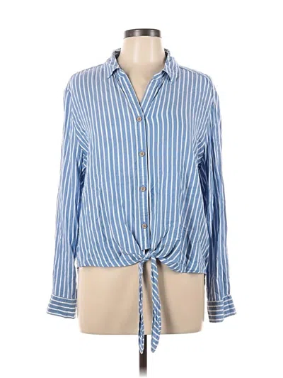 Pre-owned Beachlunchlounge Long Sleeve Blouse In Blue
