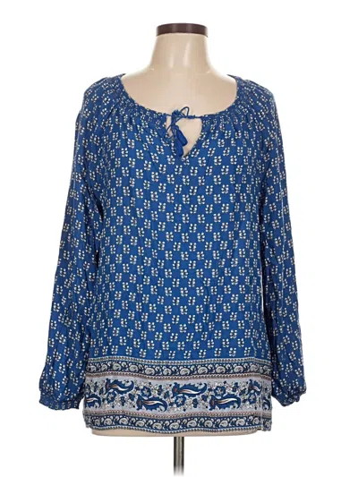 Pre-owned Beachlunchlounge Long Sleeve Blouse In Blue