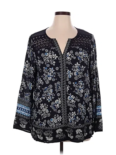 Pre-owned Beachlunchlounge Long Sleeve Blouse In Blue