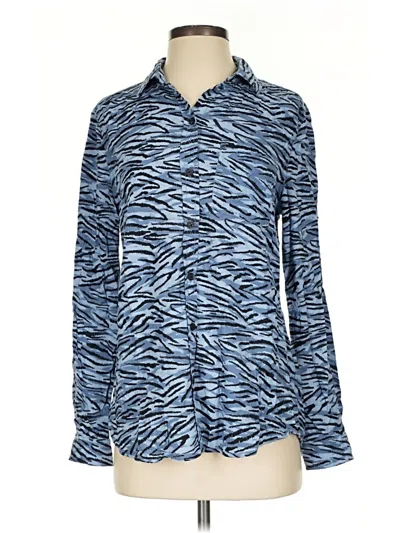 Pre-owned Beachlunchlounge Long Sleeve Blouse In Blue