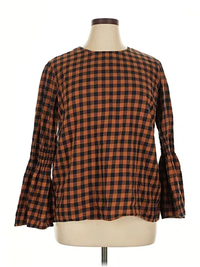 Pre-owned Beachlunchlounge Long Sleeve Blouse In Brown