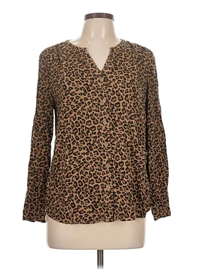Pre-owned Beachlunchlounge Long Sleeve Blouse In Brown