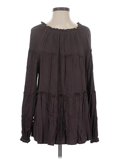 Pre-owned Beachlunchlounge Long Sleeve Blouse In Brown