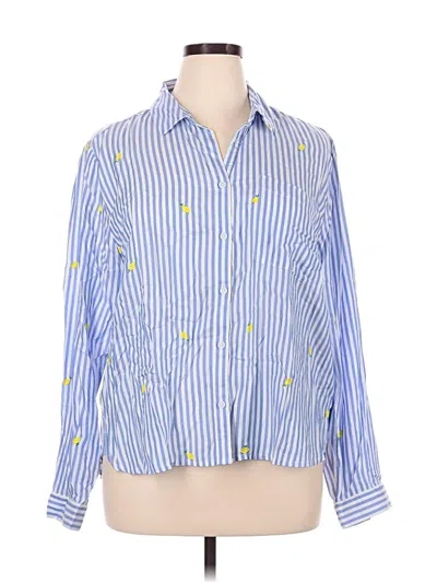 Pre-owned Beachlunchlounge Long Sleeve Button Down Shirt In Blue