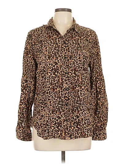 Pre-owned Beachlunchlounge Long Sleeve Button Down Shirt In Brown