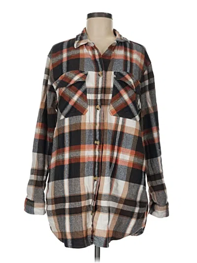 Pre-owned Beachlunchlounge Long Sleeve Button Down Shirt In Brown
