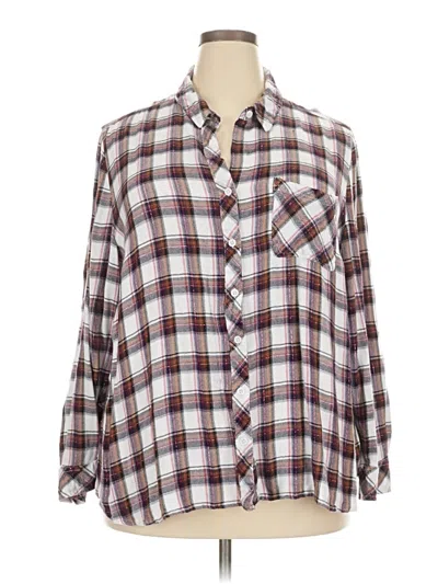 Pre-owned Beachlunchlounge Long Sleeve Button Down Shirt In Burgundy