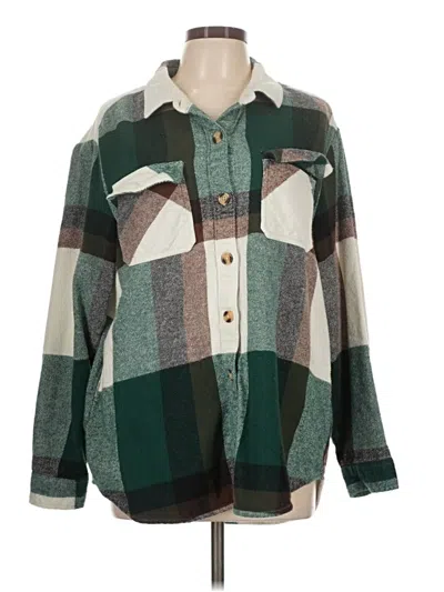 Pre-owned Beachlunchlounge Long Sleeve Button Down Shirt In Green