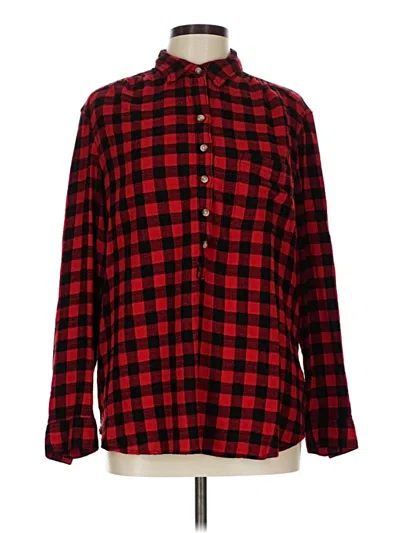 Pre-owned Beachlunchlounge Long Sleeve Button Down Shirt In Red