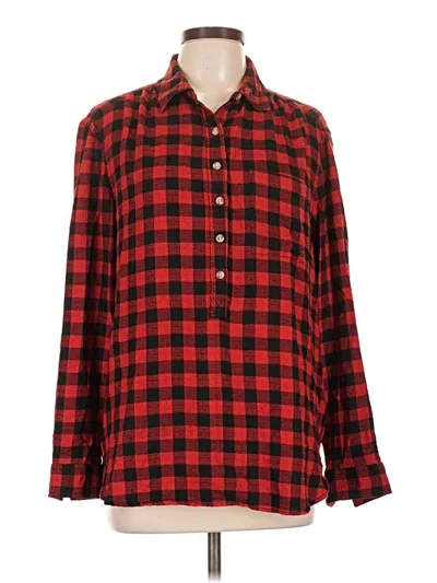 Pre-owned Beachlunchlounge Long Sleeve Button Down Shirt In Red