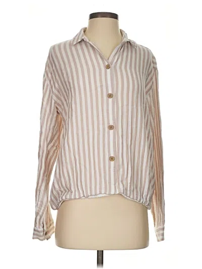 Pre-owned Beachlunchlounge Long Sleeve Button Down Shirt In Tan