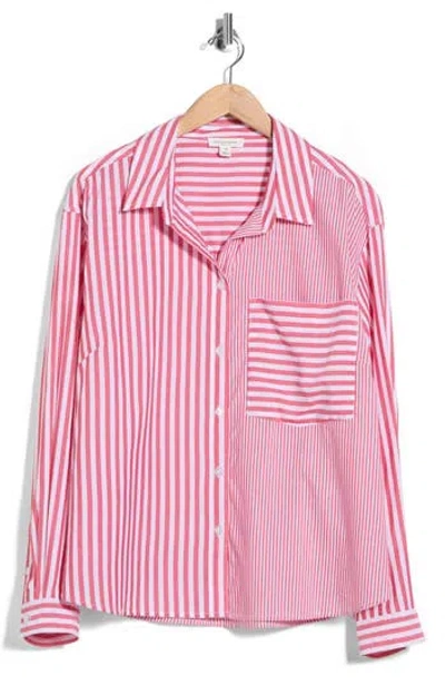 Beachlunchlounge Long Sleeve Button Front Shirt In Pink