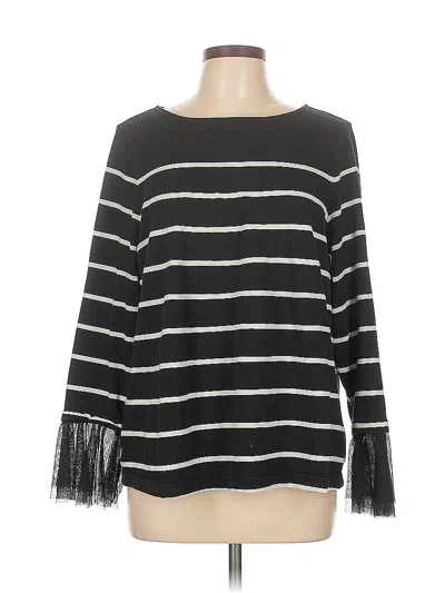 Pre-owned Beachlunchlounge Long Sleeve Top Black Boatneck Tops