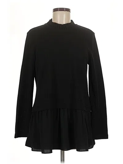 Pre-owned Beachlunchlounge Long Sleeve Top Black Mock Neckline Tops