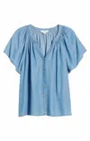 Beachlunchlounge Lora Denim Top In Blue