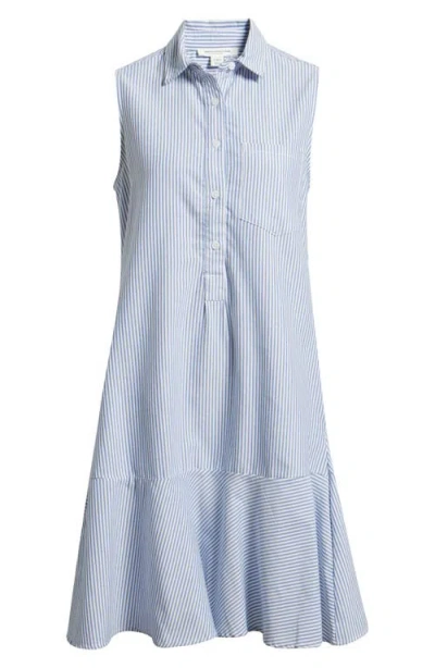 Beachlunchlounge Marina Stripe Sleeveless Cotton Shirtdress In Blue