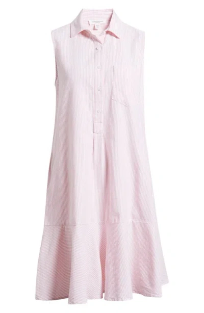 Beachlunchlounge Marina Stripe Sleeveless Cotton Shirtdress In Pink Lipgloss