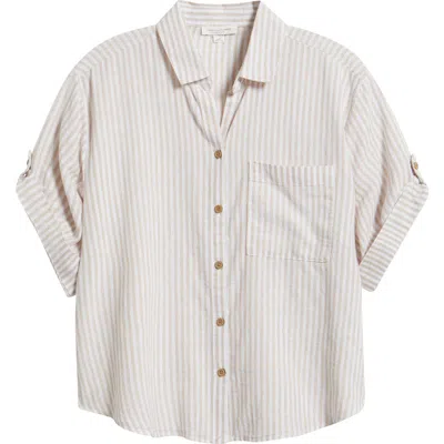 Beachlunchlounge Mason Short Sleeve Stripe Button-up Shirt In Multi